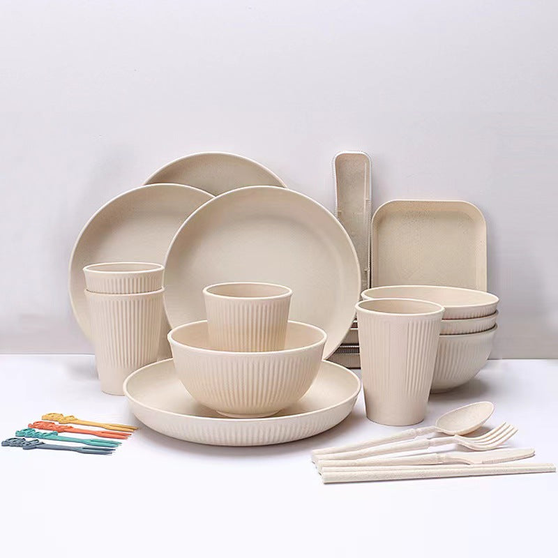 Wheat Straw Tableware Set with Utensils
