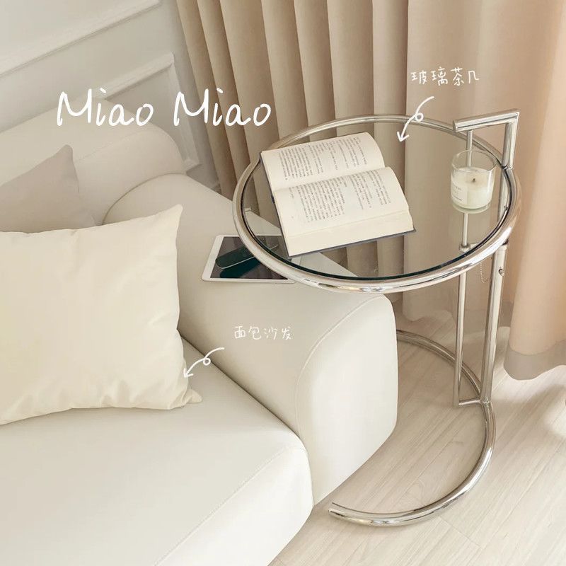 Stainless steel glass-edged liftable coffee table