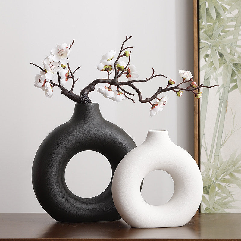 Geometric Ceramic Vase Set Modern Home Decor