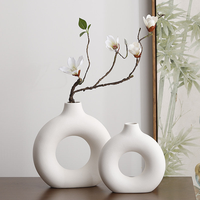 Geometric Ceramic Vase Set Modern Home Decor