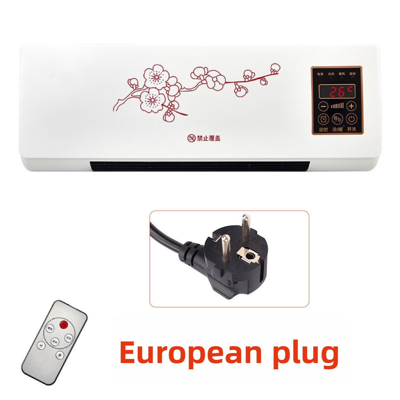 Wall-Mounted Electric Heater with Remote Control for Home Use