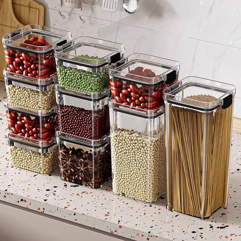 Transparent Kitchen Storage Jars with Seal Lids