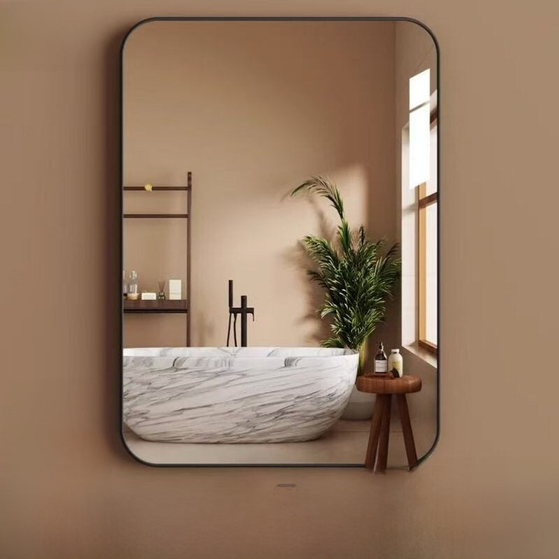 Framed Bathroom Wall Mirror with Adhesive Mount