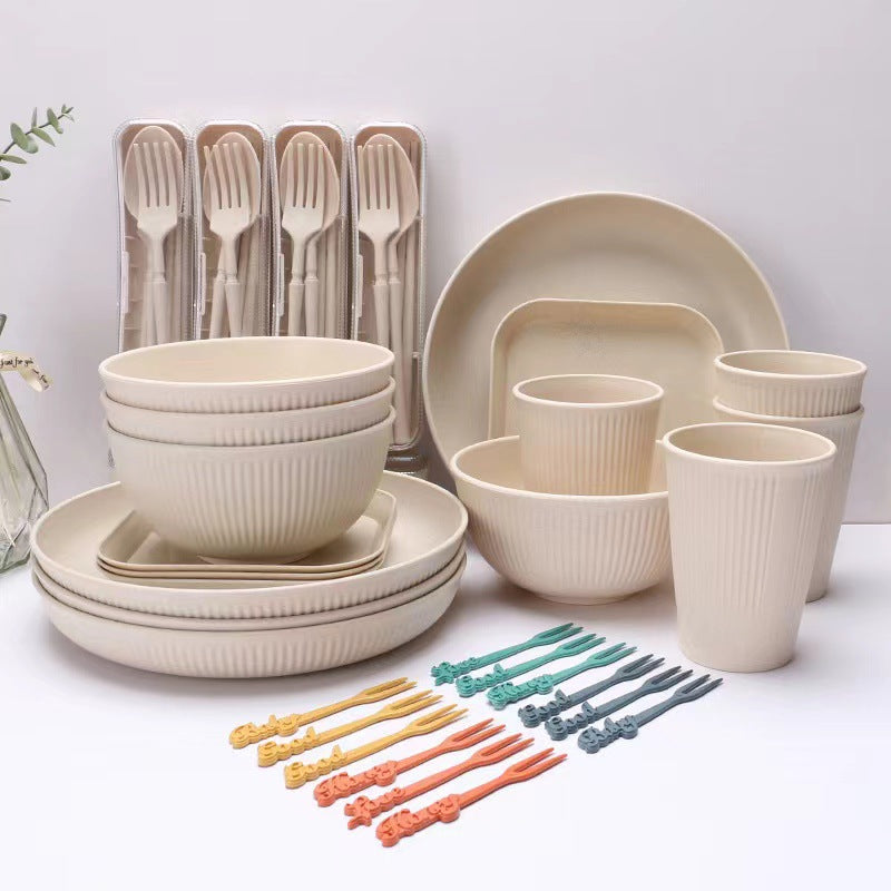 Wheat Straw Tableware Set with Utensils