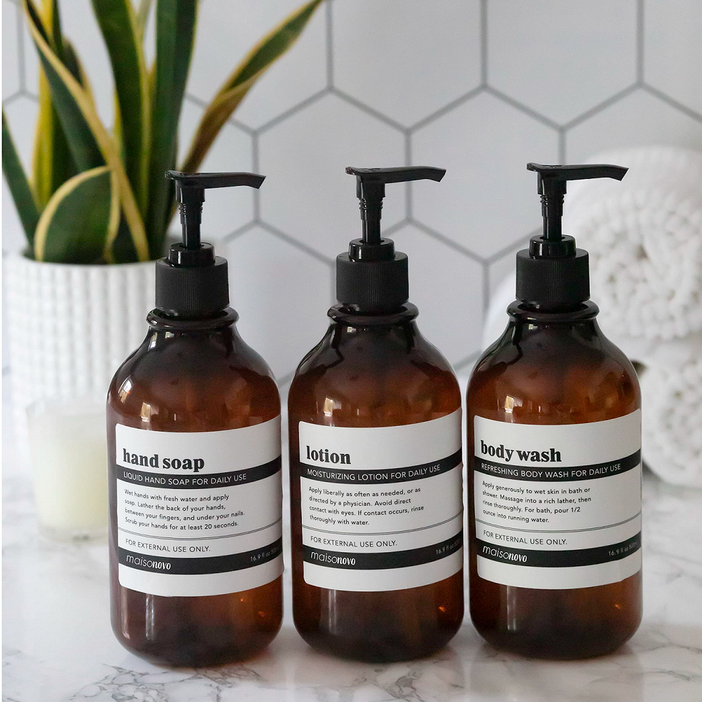 Refillable Pump Bottles for Shampoo and Shower Gel