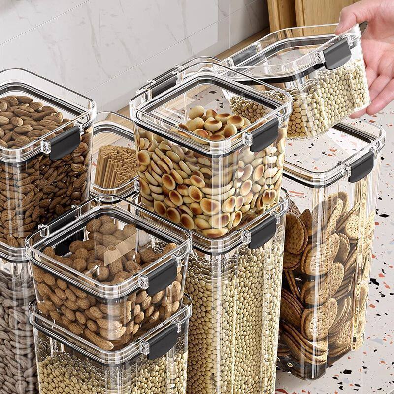 Transparent Kitchen Storage Jars with Seal Lids