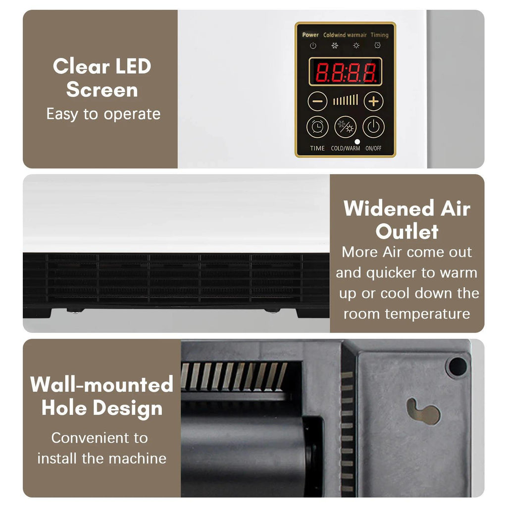Wall-Mounted Electric Heater with Remote Control for Home Use