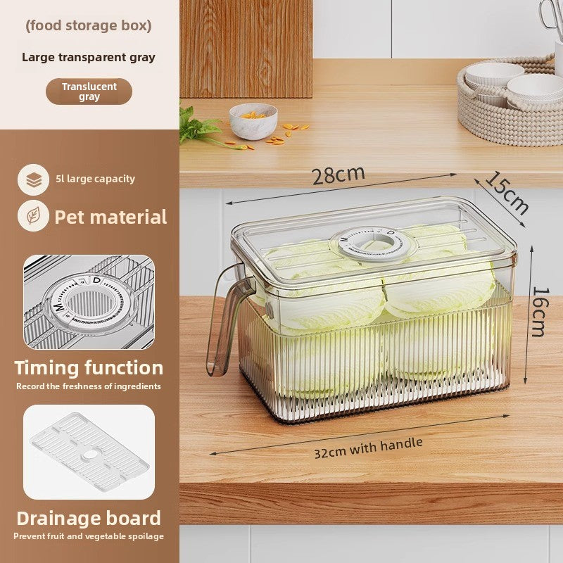 Stackable Refrigerator Food Storage Box with Timer