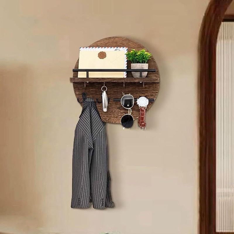 Round Wooden Wall Shelf for Home Decor
