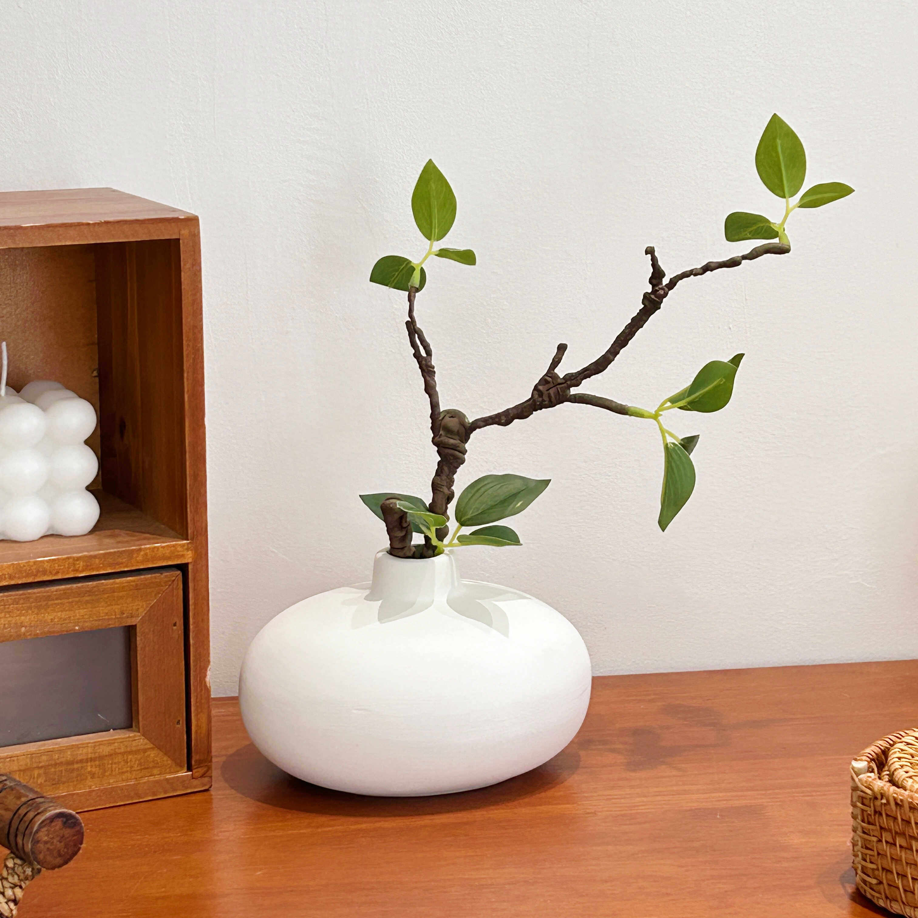 Artificial Green Plant Ceramic Vase Set