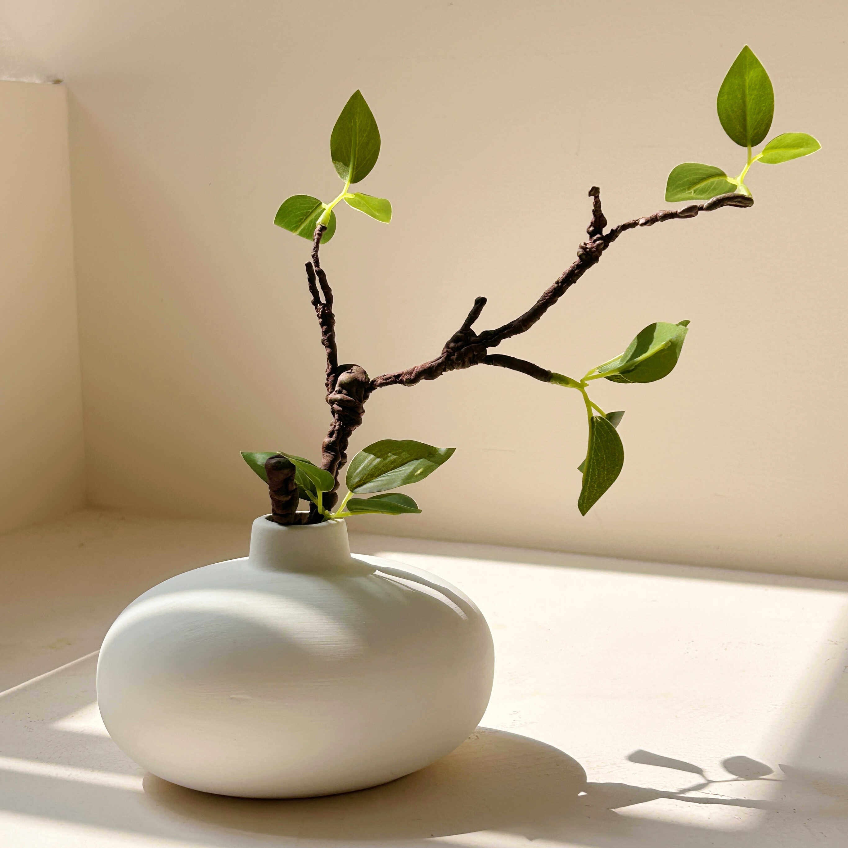 Artificial Green Plant Ceramic Vase Set
