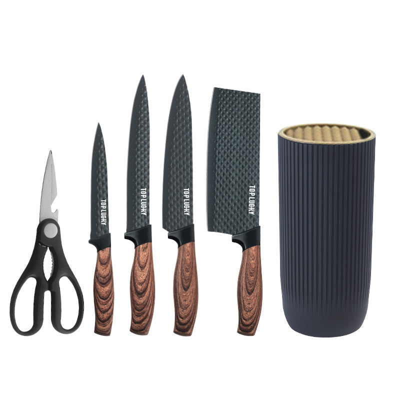 Stainless steel knife set gift box with storage bucket