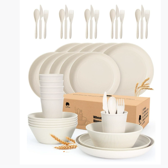 Wheat Straw Tableware Set with Utensils