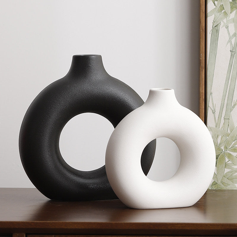 Geometric Ceramic Vase Set Modern Home Decor