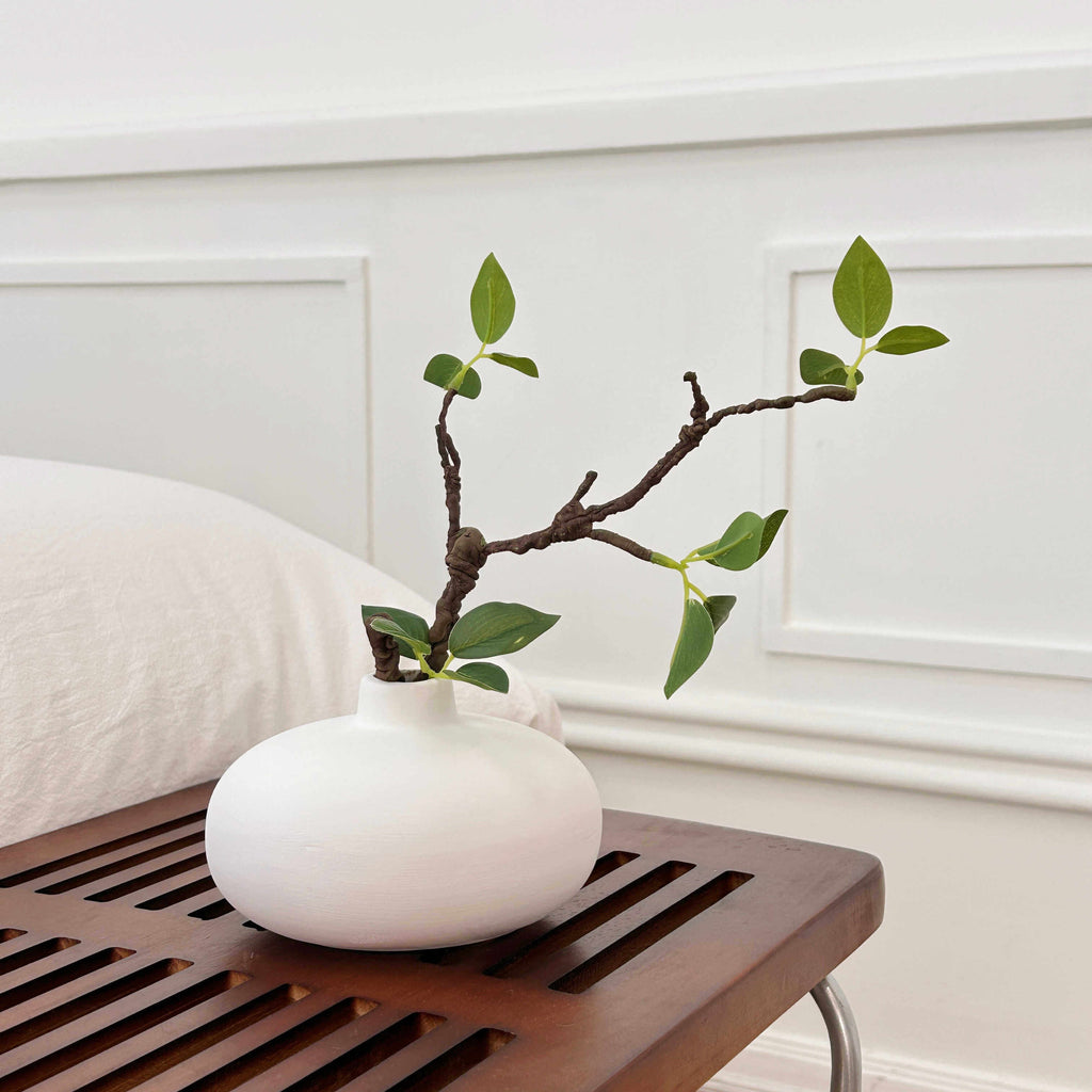 Artificial Green Plant Ceramic Vase Set