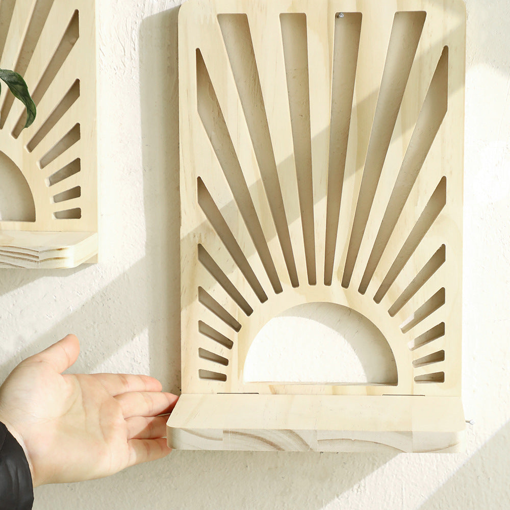 Fan-shaped Hollow Wooden Wall Flower Pot Shelf