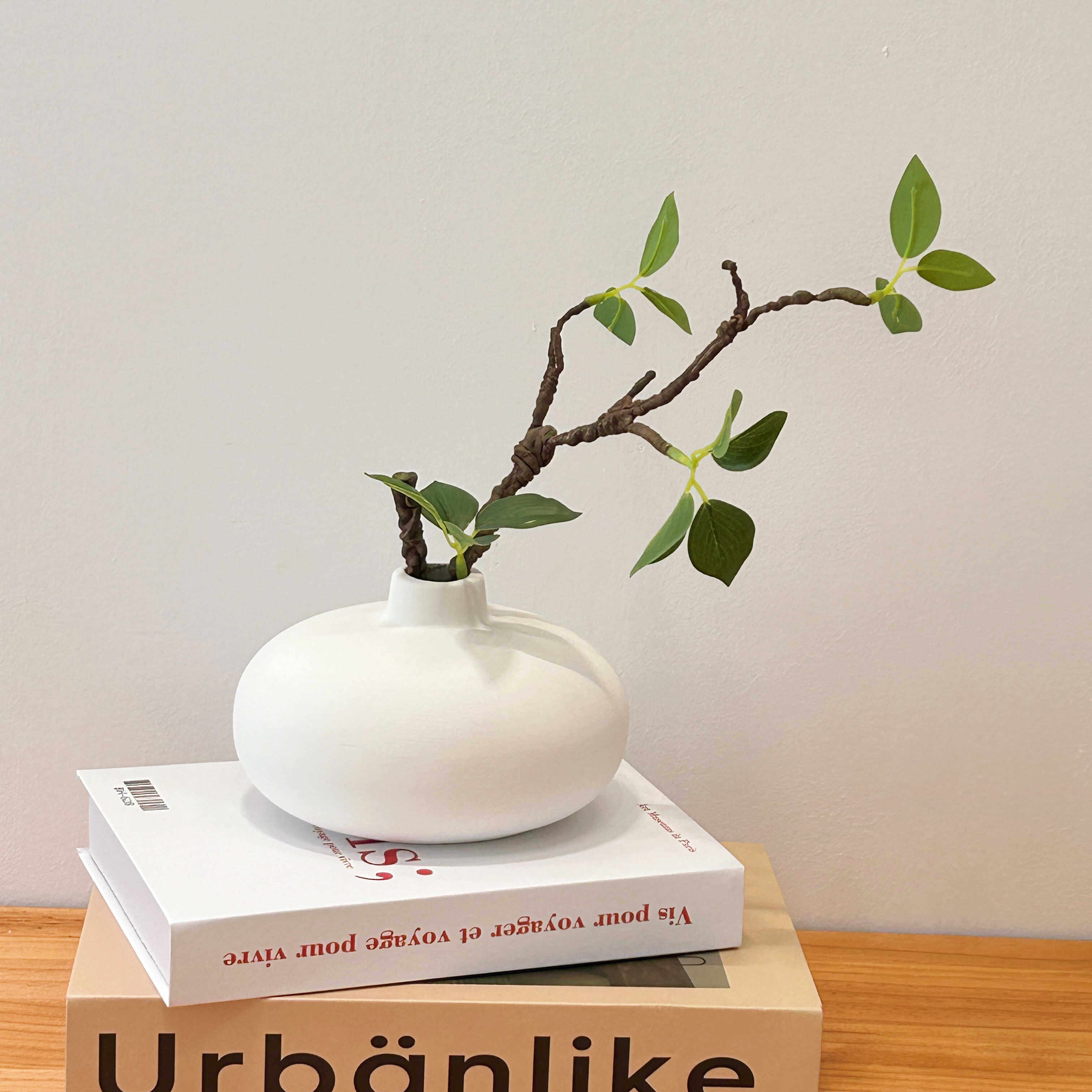Artificial Green Plant Ceramic Vase Set