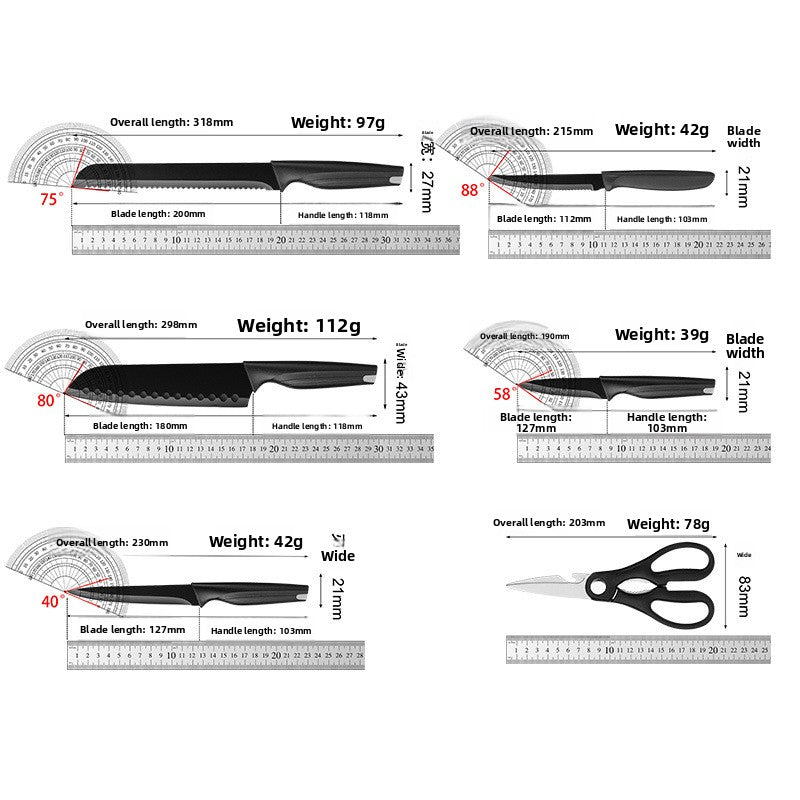 Stainless Steel Kitchen Knife Set with PP Handle