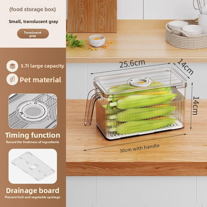 Stackable Refrigerator Food Storage Box with Timer