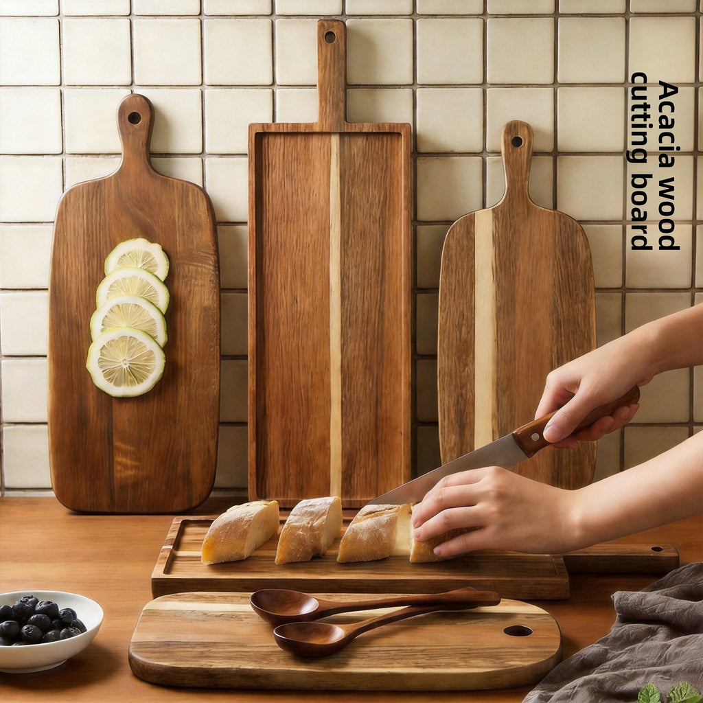 Acacia Wood Cutting Board with Handle